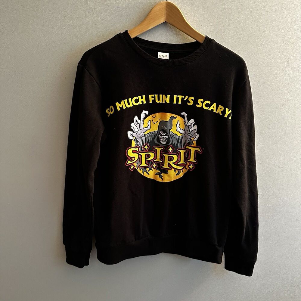 Spirit Halloween So Much Fun Its Scary Mens Black Pullover Sweatshirt Size S